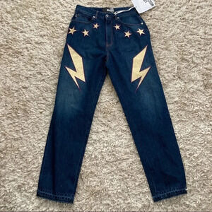 Moschino Glitter Patches Jeans Sz 26 NWT